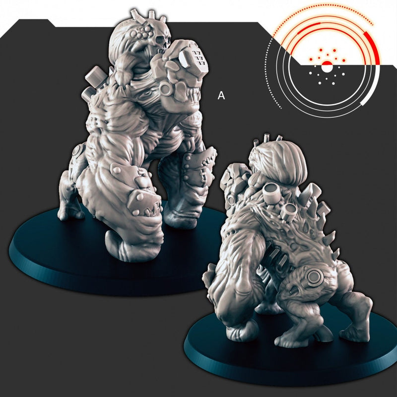 Sci-Fi "Kyton" Space Ghouls mini set - EC3D | Legion | Cyberpunk | Starfinder | Scifi | Futuristic | Human | Space | Male | Devils | Brute-2