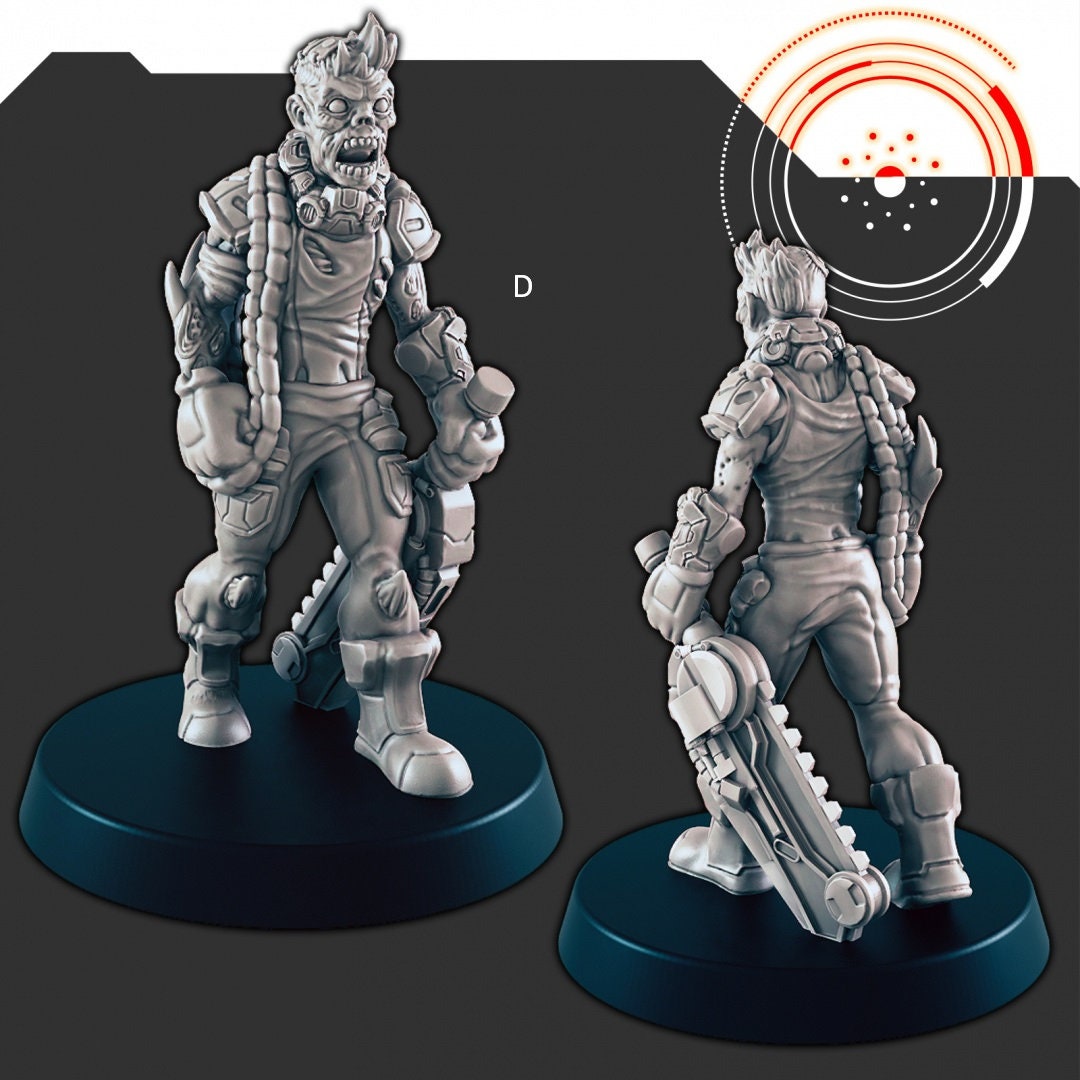 Sci-Fi "Kyton" Space Ghouls mini set - EC3D | Legion | Cyberpunk | Starfinder | Scifi | Futuristic | Human | Space | Male | Devils | Brute-5