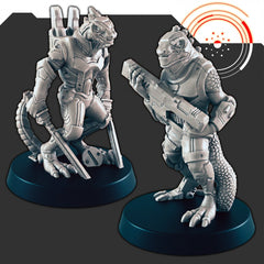 Sci-Fi Alien Lizardfolk mini set - EC3D | Legion | Cyberpunk | Starfinder | Scifi | Futuristic | Alien | Male | Lizard | Warrior-1
