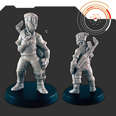 Sci-fi Droid Hunters and Cyber Pooch mini set - EC3D | Legion | Cyberpunk | Starfinder | Scifi | Futuristic | Human | Dog | Robot | Hunter-4