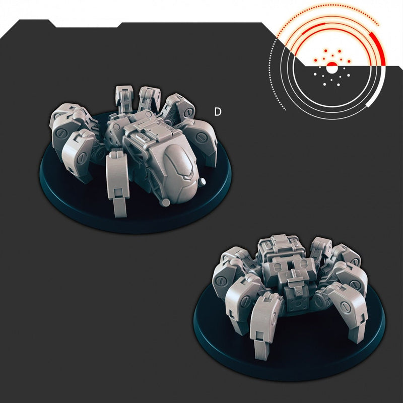 Sci-fi Large Bots mini set - EC3D | Legion | Cyberpunk | Starfinder | Scifi | Futuristic | Cybernetic | Space | Assault Bot | Spider-5