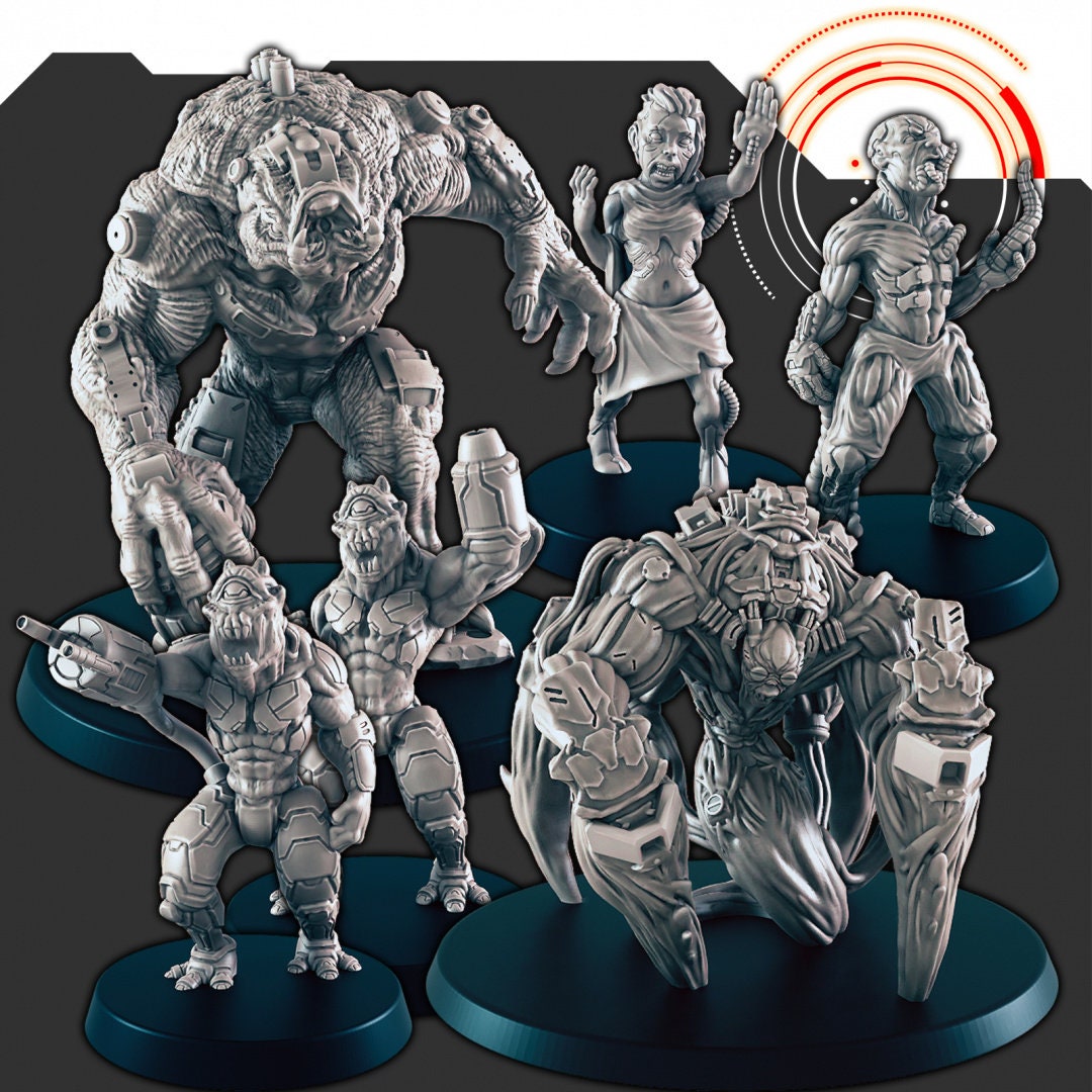 Sci-Fi Alien Hive mini set - EC3D | Legion | Cyberpunk | Starfinder | Scifi | Futuristic | Cybernetic | Alien Hive | Male | Female |Infected