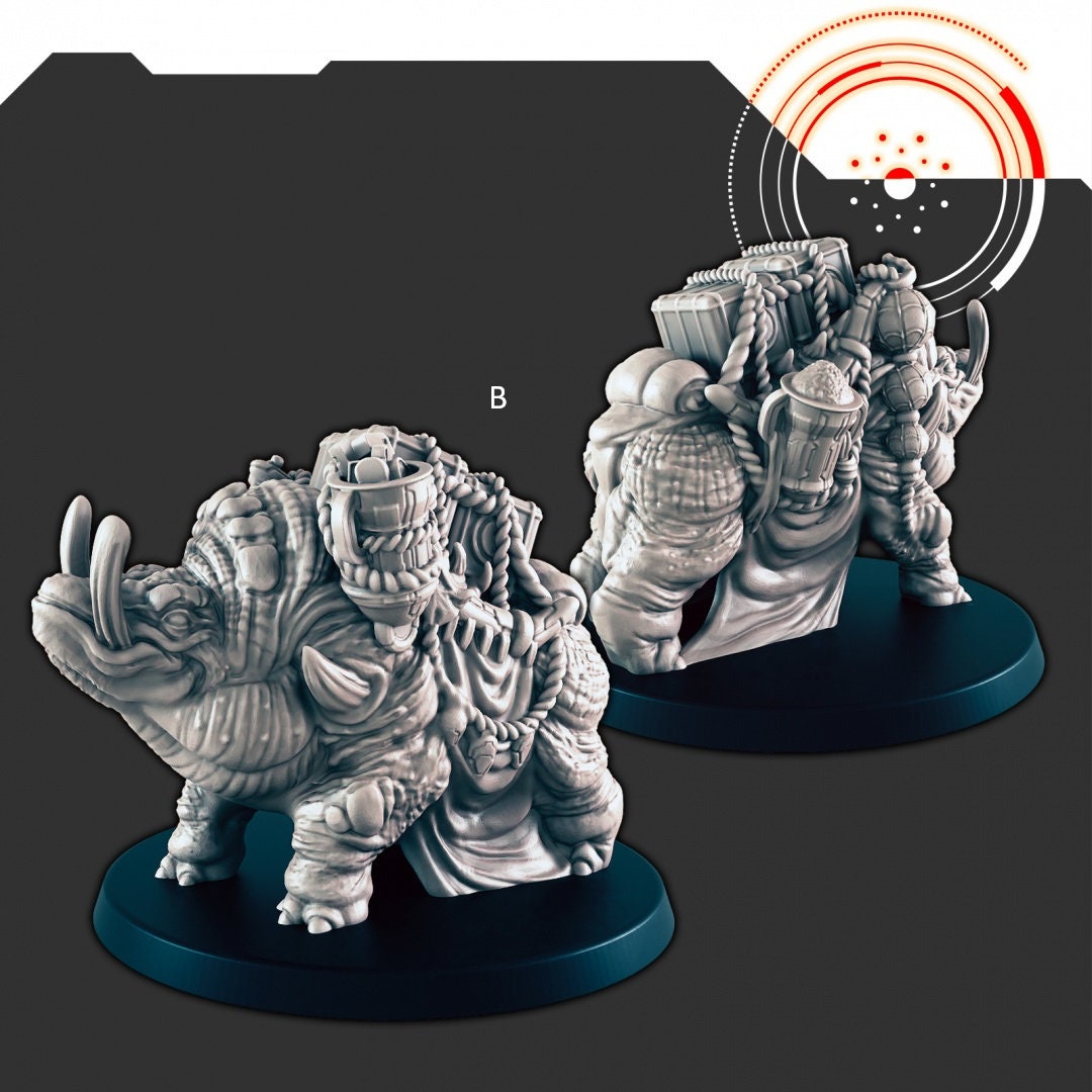 Sci-Fi Alien Beast-of-Burden Uscon mini set - EC3D | Legion | Cyberpunk | Starfinder | Scifi | Futuristic | Alien | Mount |-3