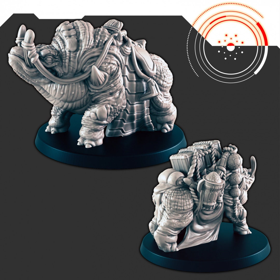 Sci-Fi Alien Beast-of-Burden Uscon mini set - EC3D | Legion | Cyberpunk | Starfinder | Scifi | Futuristic | Alien | Mount |-1