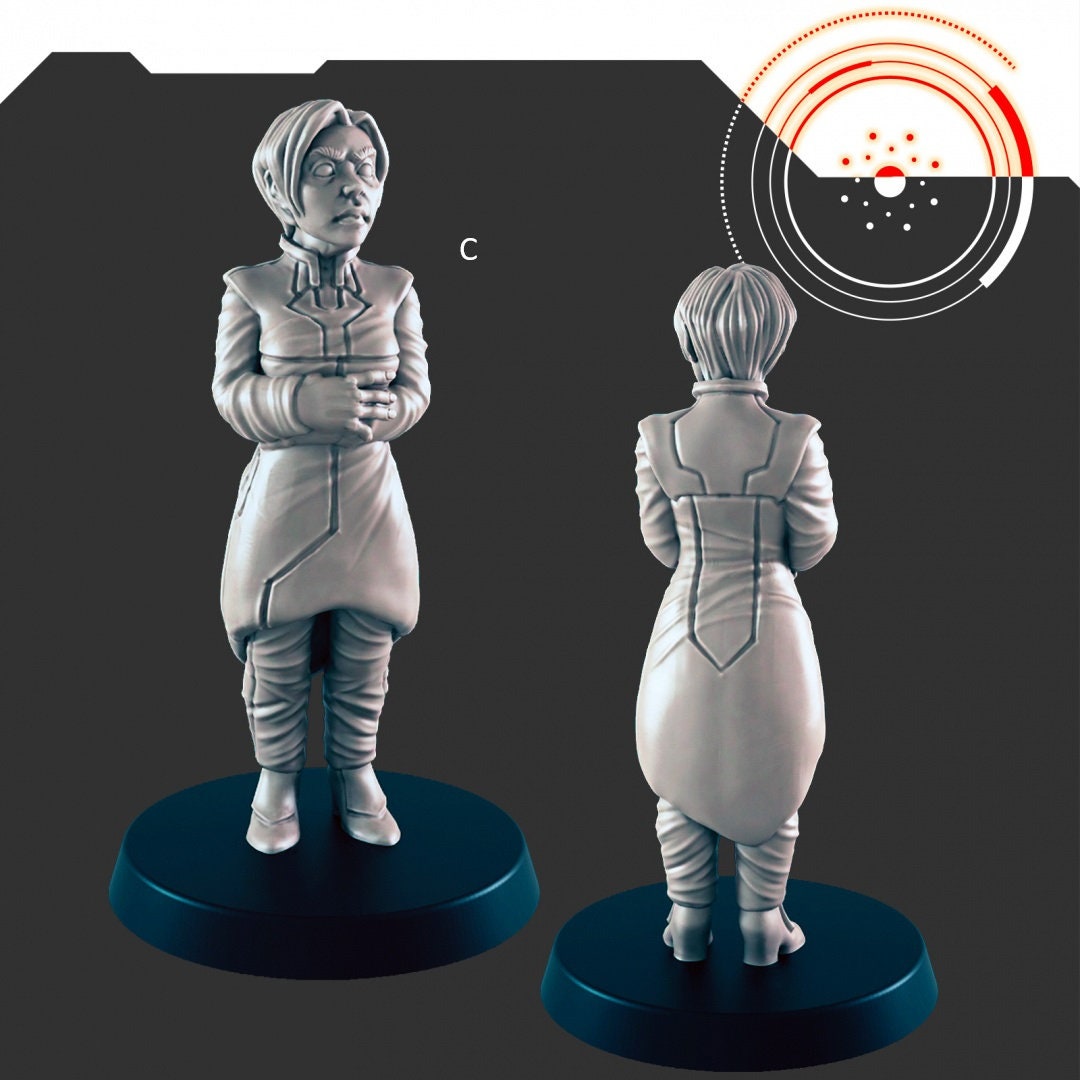 Sci-fi Human Scientists/NPCs mini set - EC3D | Legion | Cyberpunk | Starfinder | Scifi | Futuristic | Human | Male | Female-4