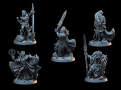 DnD Miniature Party Set 7 - 28mm Adventuring Group - Sorcerer | Fighter | Paladin | Rogue | Barbarian | Pathfinder 2E | DnD 5E | Mini Set-1