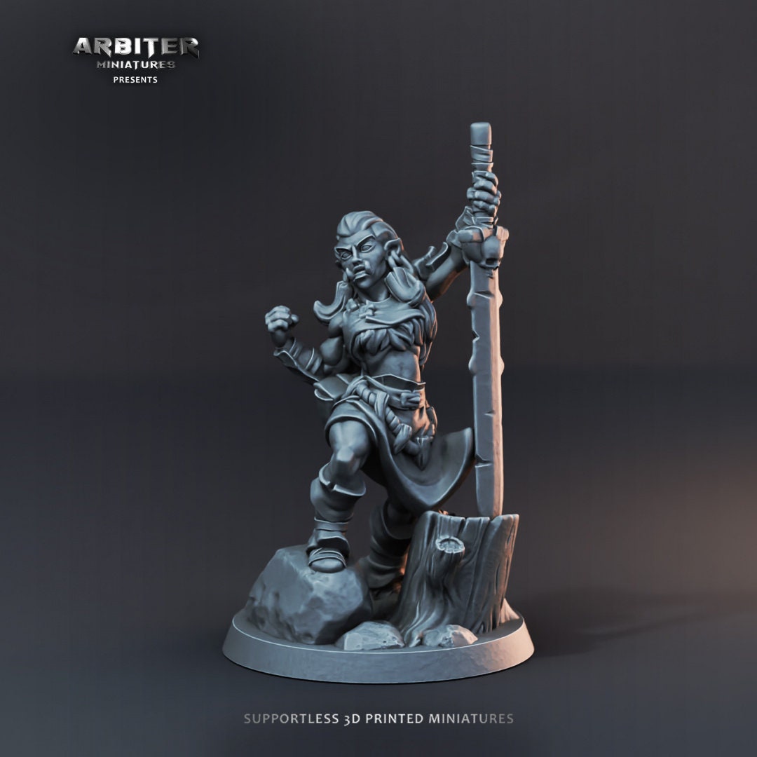 DnD Miniature Party Set 7 - 28mm Adventuring Group - Sorcerer | Fighter | Paladin | Rogue | Barbarian | Pathfinder 2E | DnD 5E | Mini Set-4
