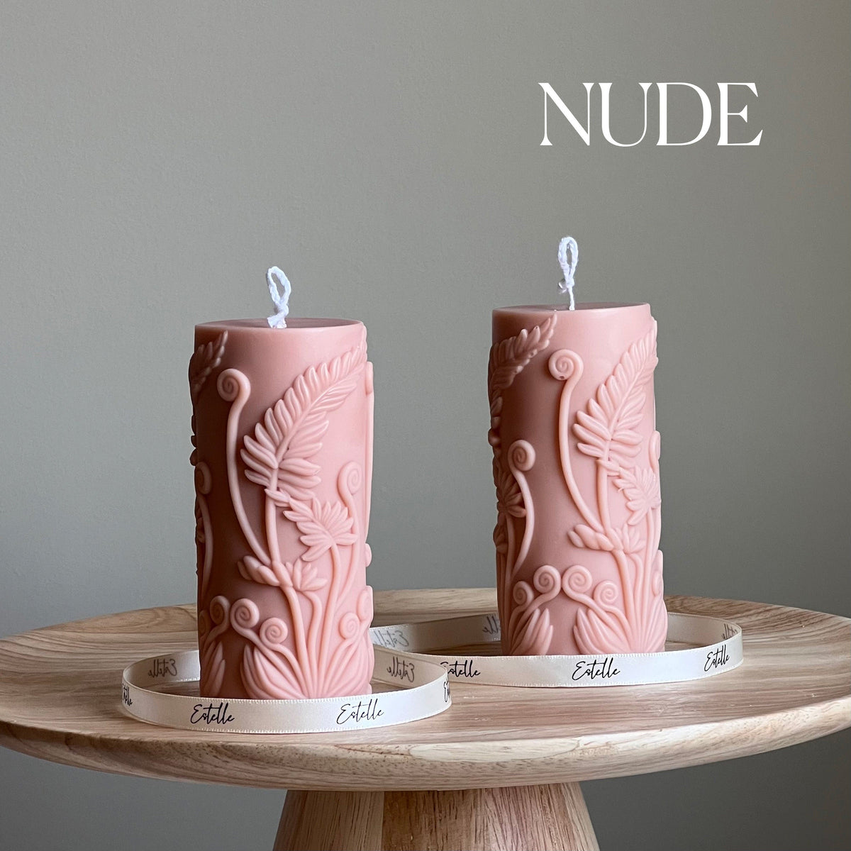 Fern Pillar Soy Candle: Sculptural Plant Design, Minimal Home Decor-2