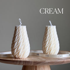 Geometric Wavy Soy Pillar Candle: Minimalist Home Decor-3