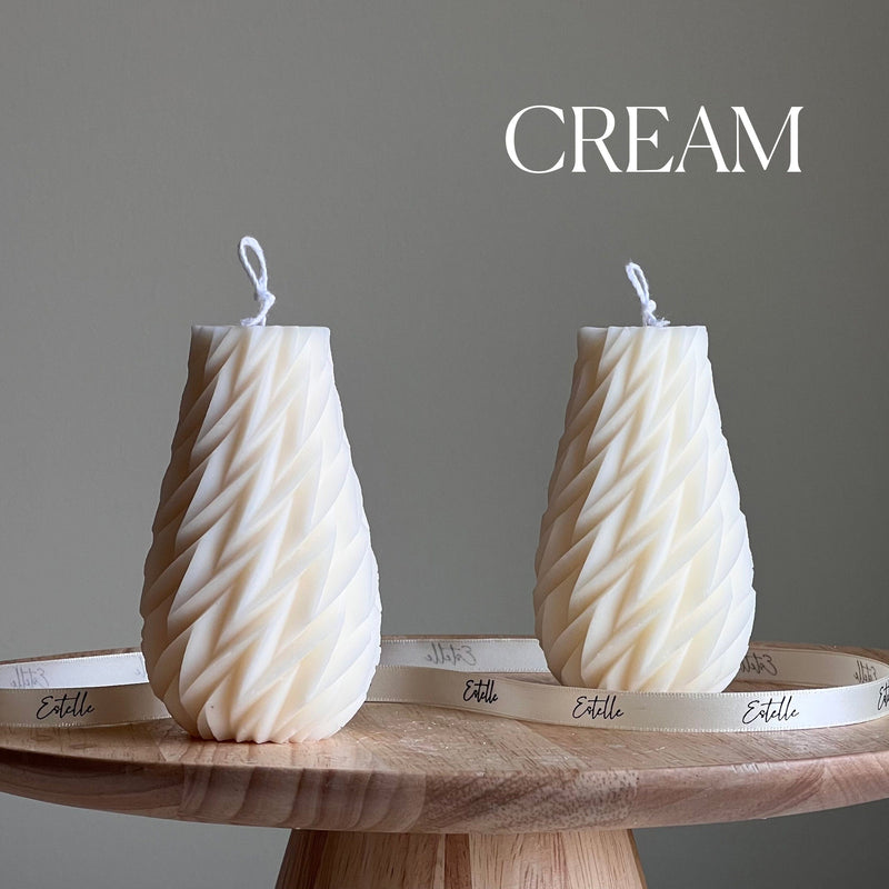 Geometric Wavy Soy Pillar Candle: Minimalist Home Decor-3