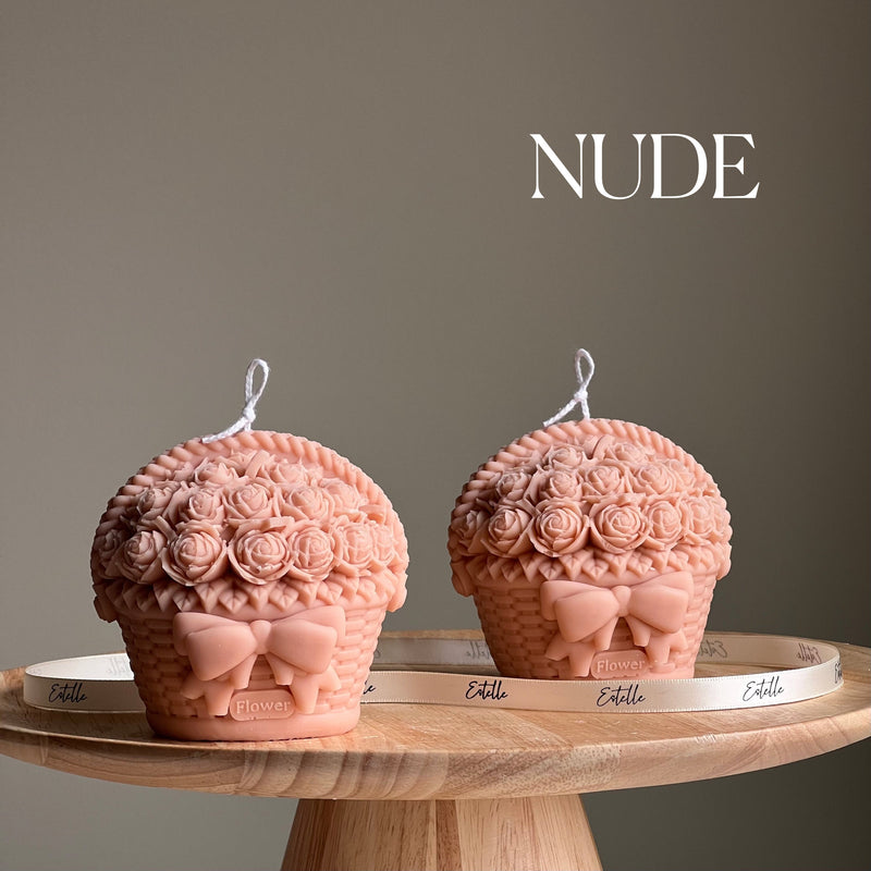 Flower Basket Soy Candle | Sculptural Home Decor-2