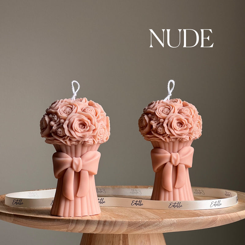 Sculptural Flower Bouquet Candle | Soy Wax Pillar Candle-2