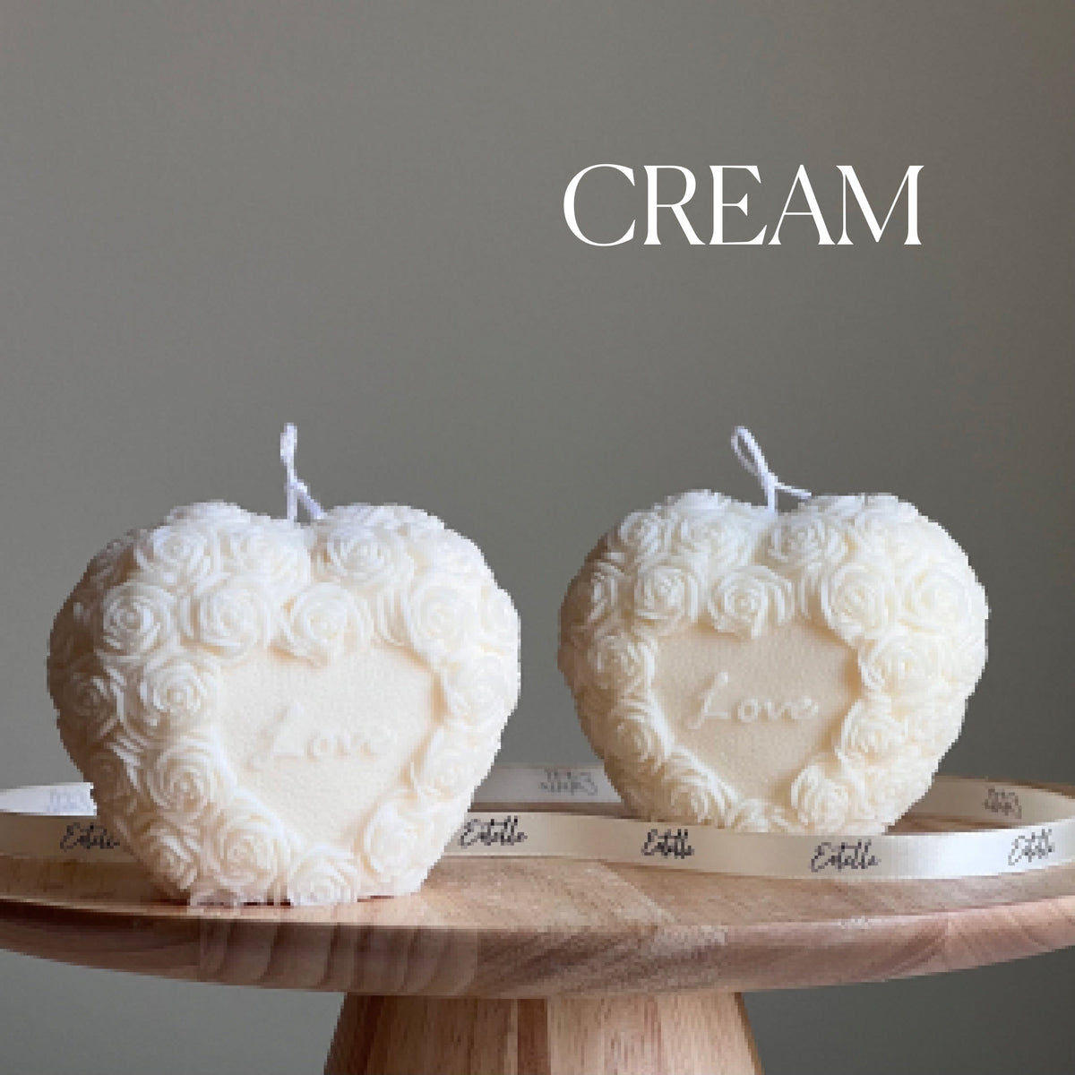 Love Heart Soy Wax Candle: Sculptural Flower Pillar, Custom Scent-3