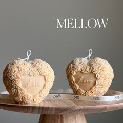 Love Heart Soy Wax Candle: Sculptural Flower Pillar, Custom Scent-4