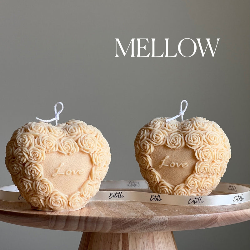 Love Heart Soy Wax Candle: Sculptural Flower Pillar, Custom Scent-4