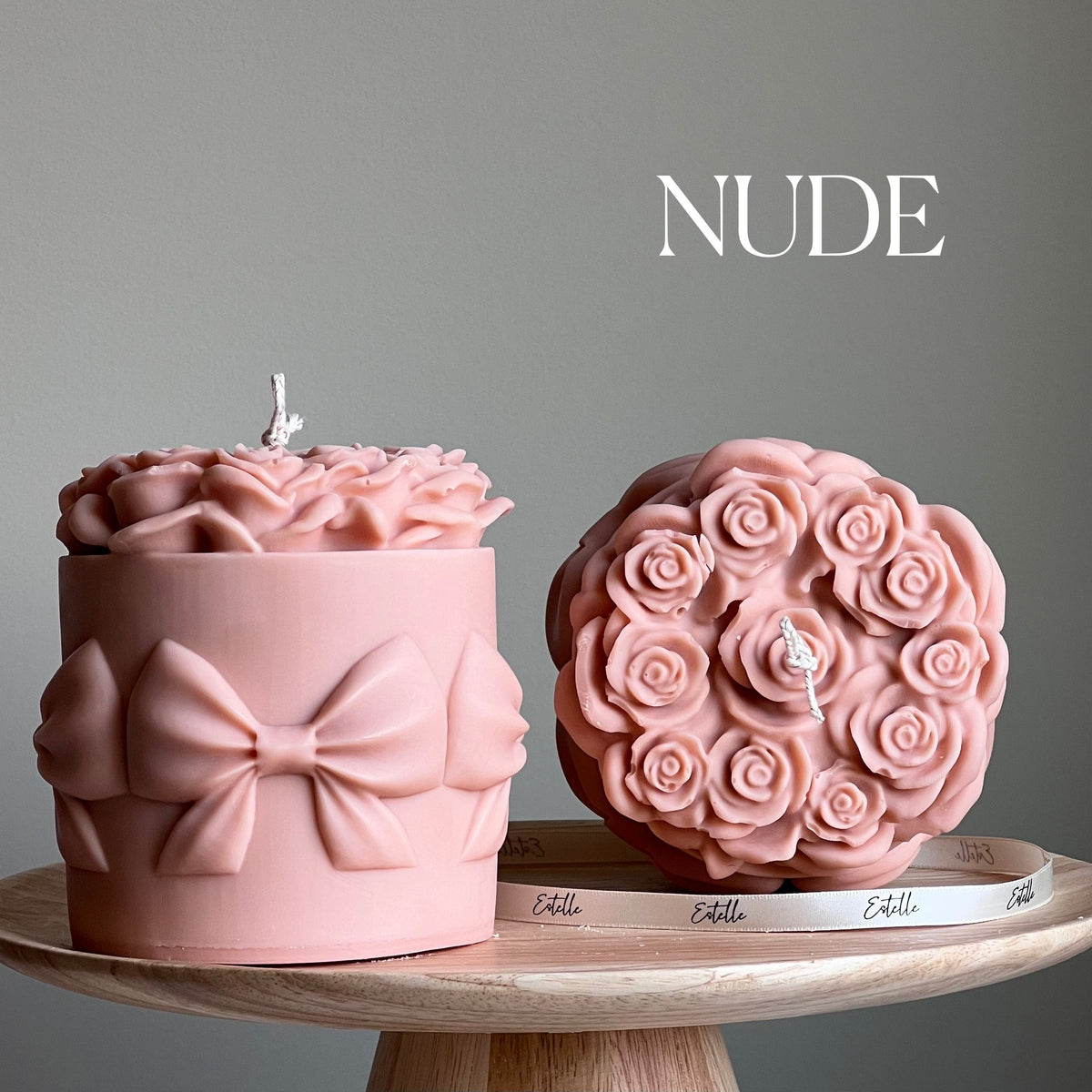 Big Rose Basket Candle | Hand Poured Soy Wax Pillar Candle-4