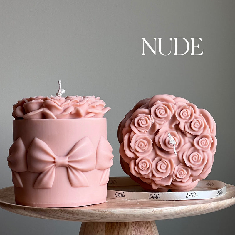 Big Rose Basket Candle | Hand Poured Soy Wax Pillar Candle-4