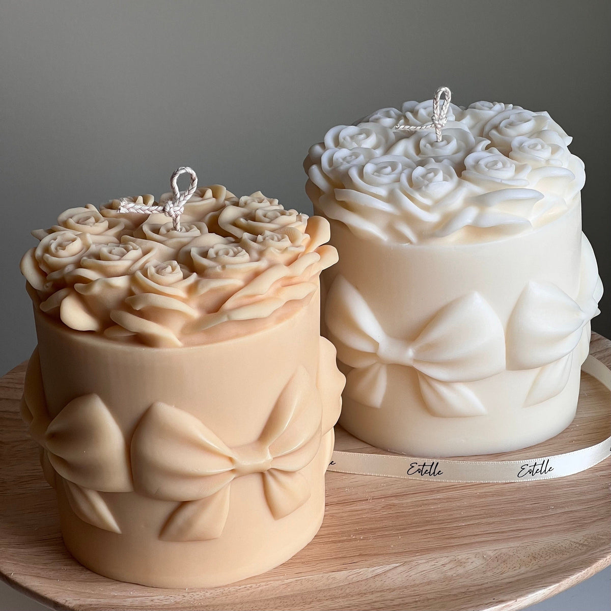 Big Rose Basket Candle | Hand Poured Soy Wax Pillar Candle-2