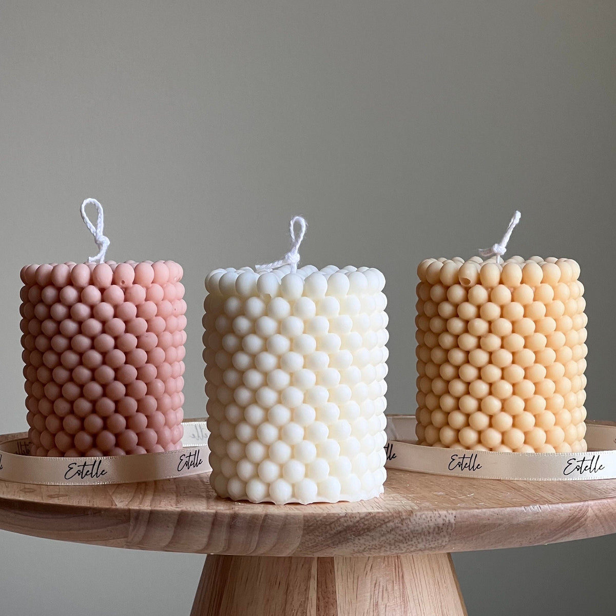Bubble Soy Wax Pillar Candle: Geometric Home Decor-1