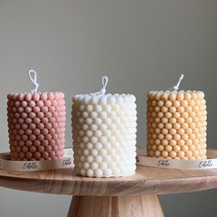 Bubble Soy Wax Pillar Candle: Geometric Home Decor-1