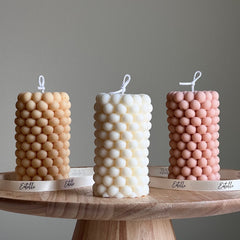 Bubble Soy Wax Pillar Candle: Geometric Home Decor-1