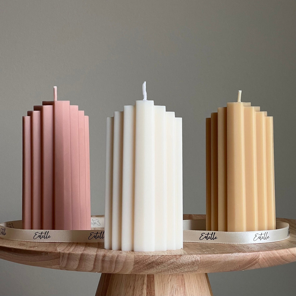 Geometric Soy Pillar Candle: Sculptural Home Decor-1