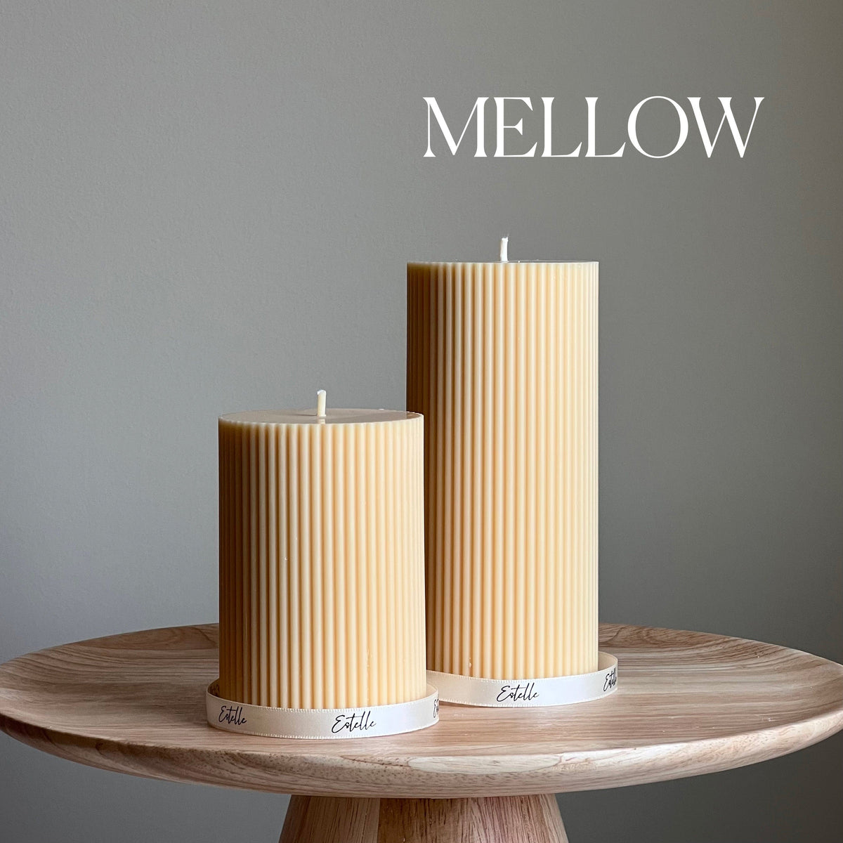 Soy Wax Ribbed Pillar Candle Set | Unscented, Decorative-5