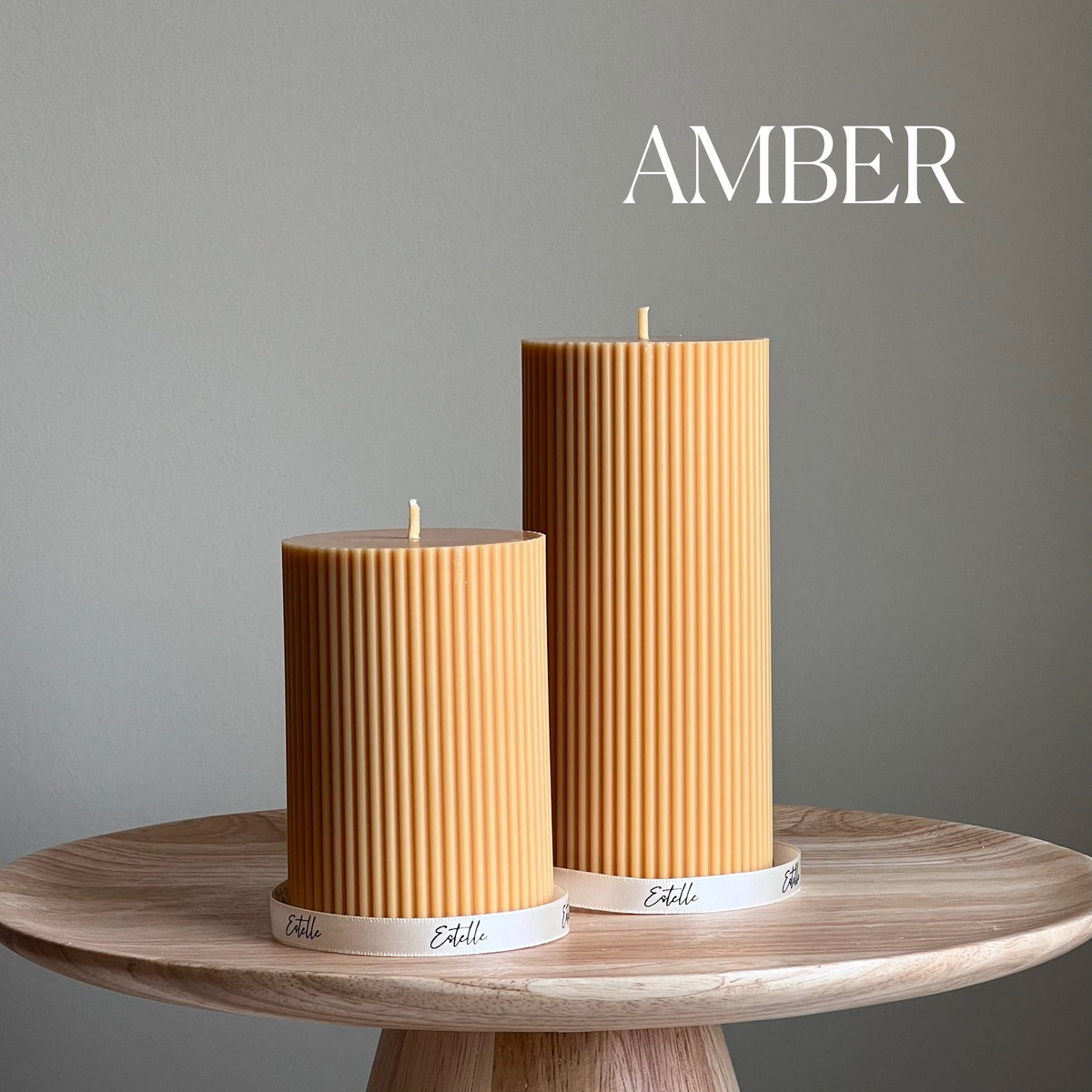 Soy Wax Ribbed Pillar Candle Set | Unscented, Decorative-6
