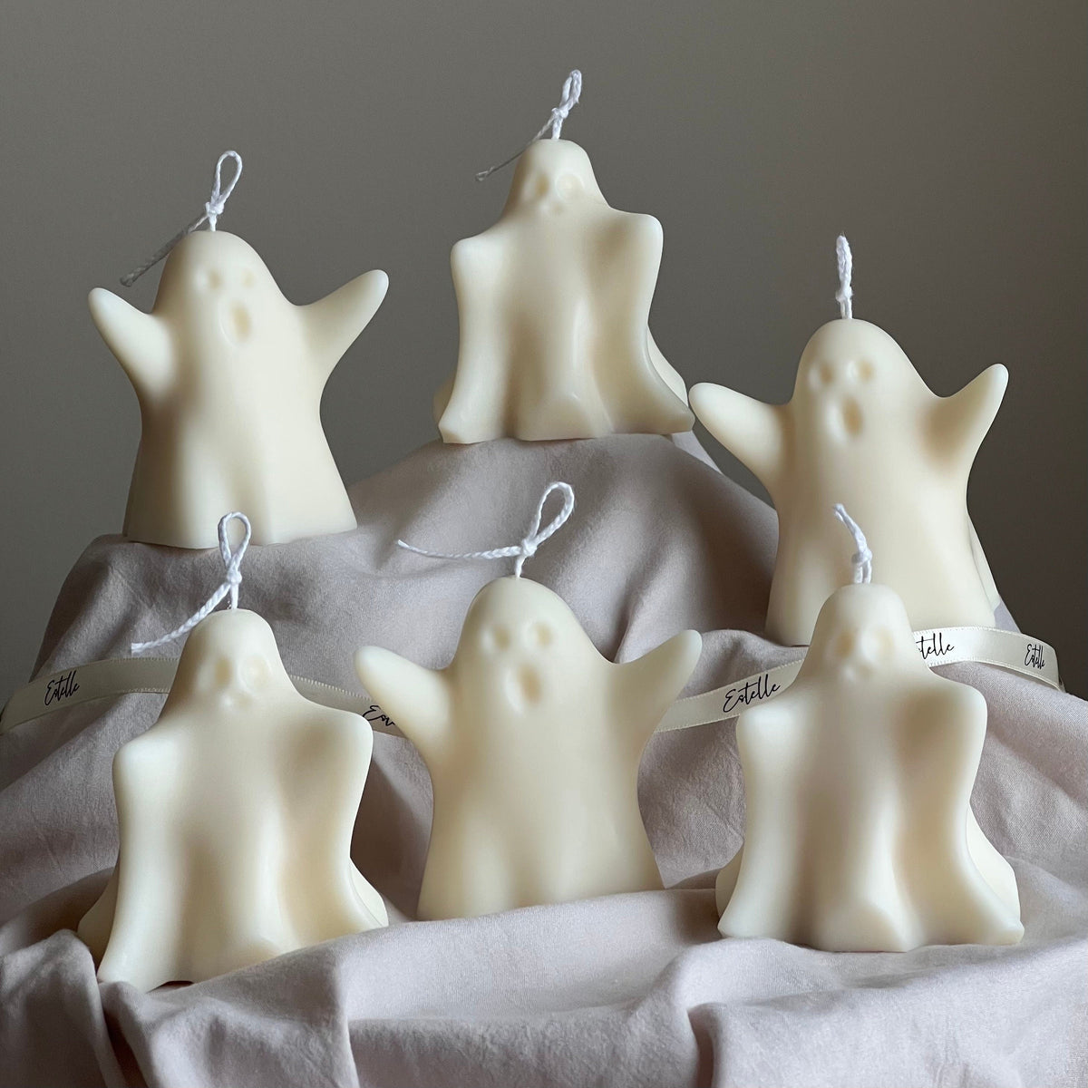 Handmade Halloween Ghost Candle: Sculptural Soy Wax Decor-1