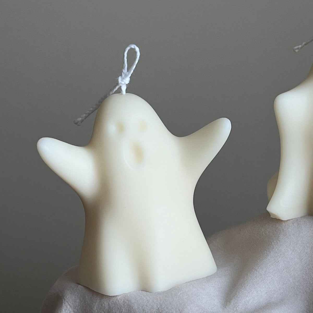 Handmade Halloween Ghost Candle: Sculptural Soy Wax Decor-3