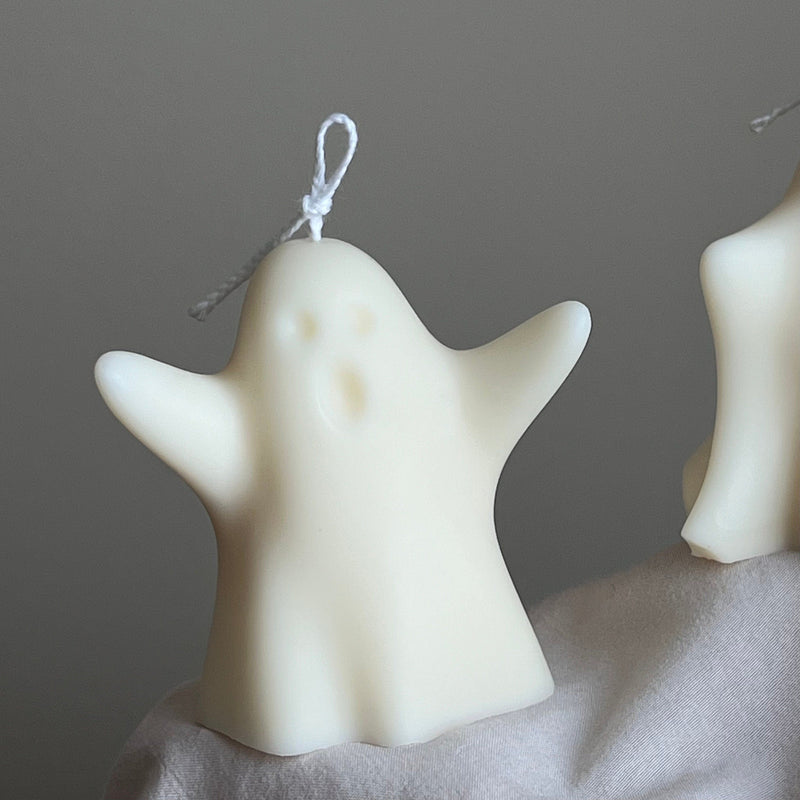 Handmade Halloween Ghost Candle: Sculptural Soy Wax Decor-3