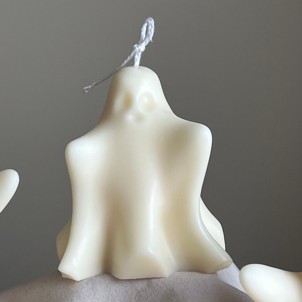 Handmade Halloween Ghost Candle: Sculptural Soy Wax Decor-4