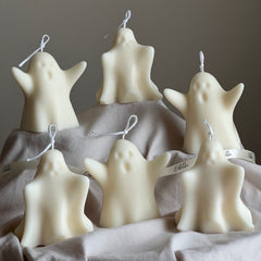 Handmade Halloween Ghost Candle: Sculptural Soy Wax Decor-6