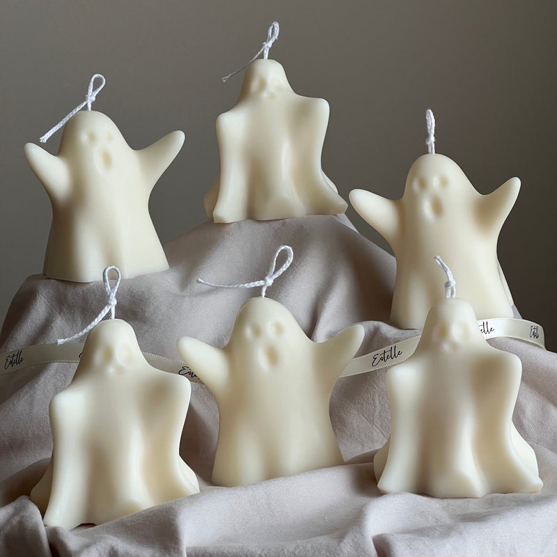 Handmade Halloween Ghost Candle: Sculptural Soy Wax Decor-6