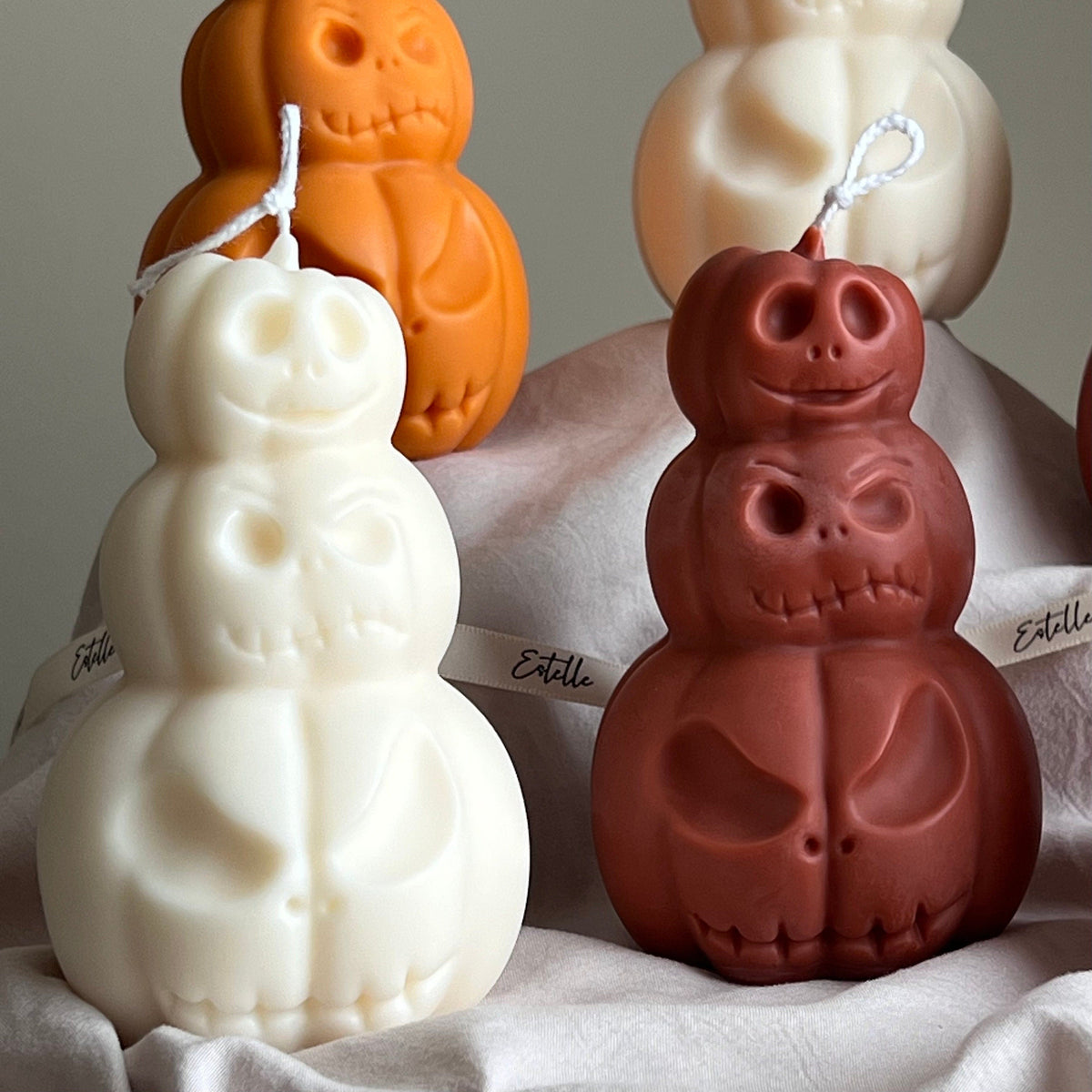Hand Poured Halloween Pumpkin Candle: Sculptural Soy Wax Decor-4