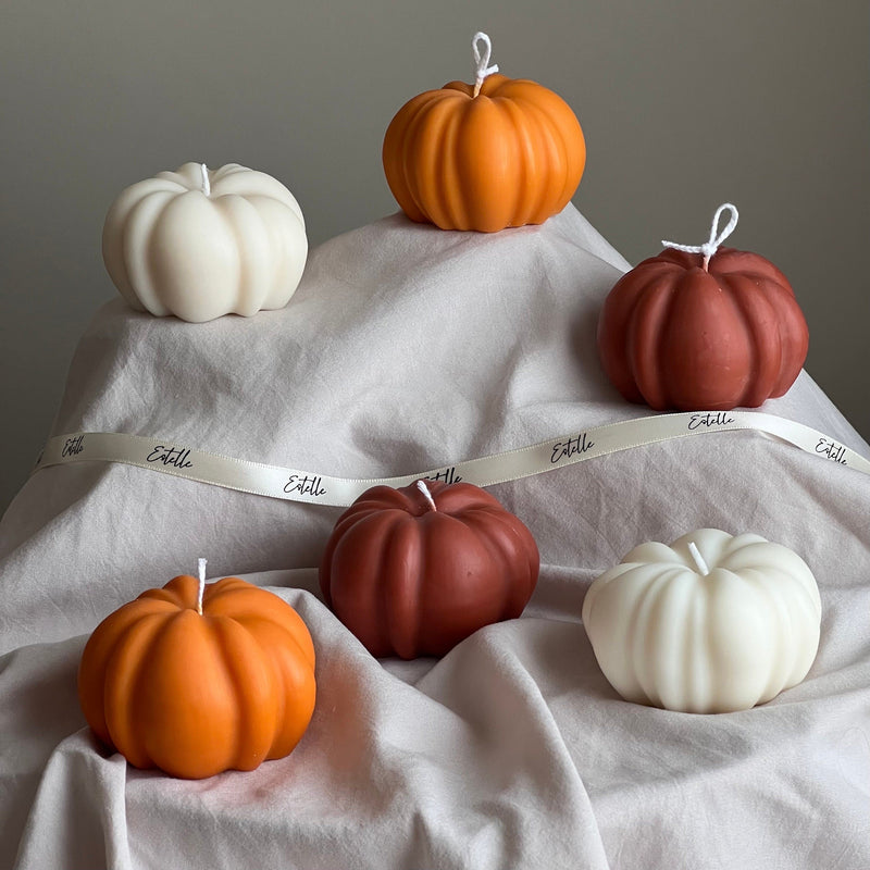 Handmade Autumn Pumpkin Soy Wax Candle: Halloween Decor-1