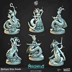 Merkyes Siren Scouts - dnd and wargaming miniature - Merfolk, Mermaid, Triton, Pathfinder, Aquatic, Monster, Ranger, Thief , Assassin, Melee-1