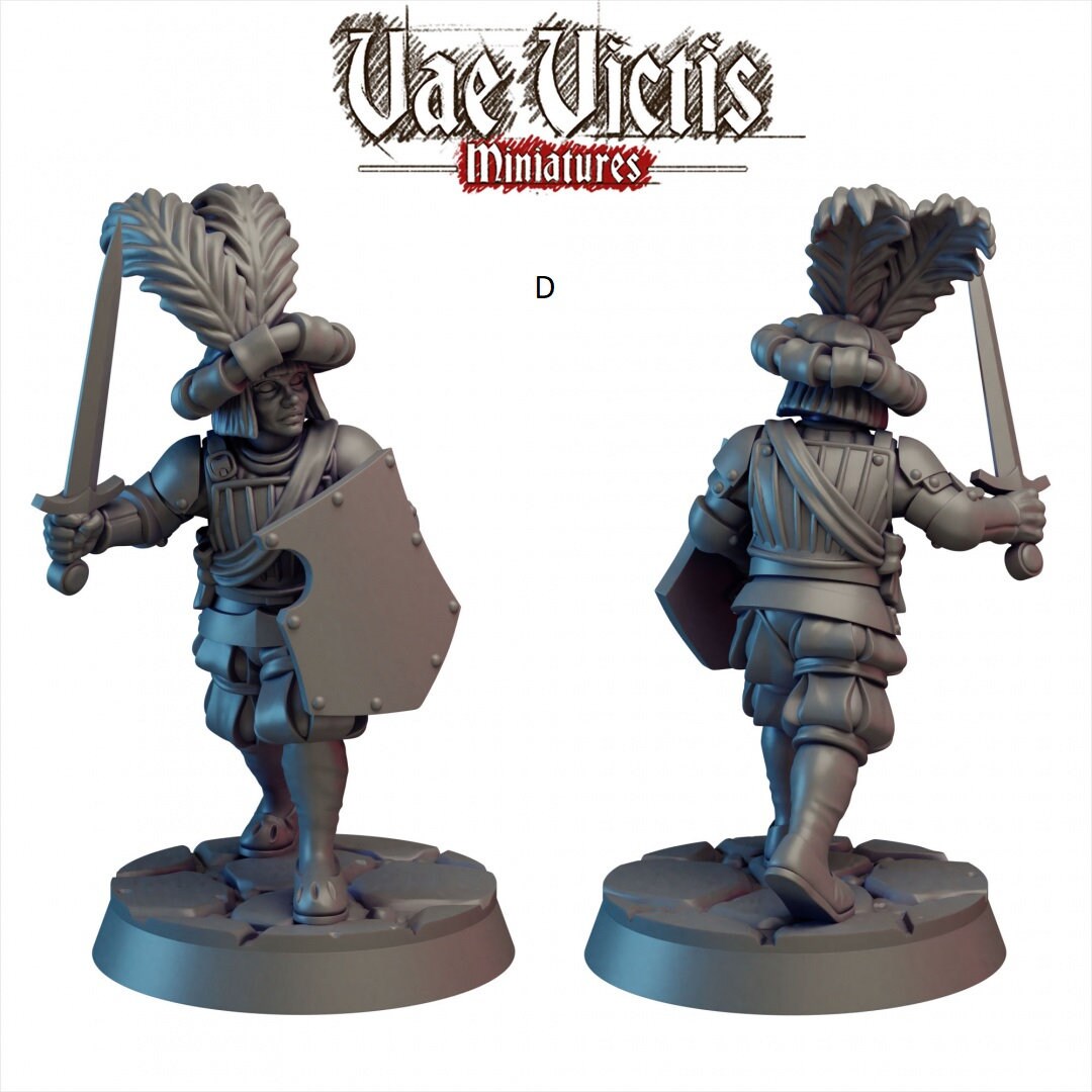 Elite Mercenaries Mini Set - Vae Victis, DnD | Townsfolk | Guards | Human | Male | Female | 28mm | Pathfinder | Fantasy | Wargaming-5