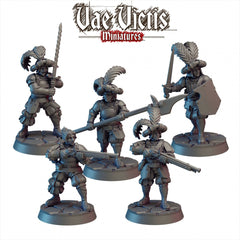 Elite Mercenaries Mini Set - Vae Victis, DnD | Townsfolk | Guards | Human | Male | Female | 28mm | Pathfinder | Fantasy | Wargaming-1