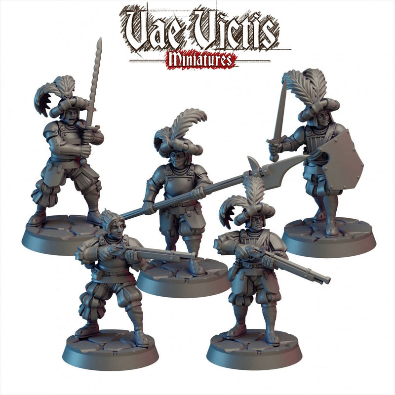 Elite Mercenaries Mini Set - Vae Victis, DnD | Townsfolk | Guards | Human | Male | Female | 28mm | Pathfinder | Fantasy | Wargaming-1