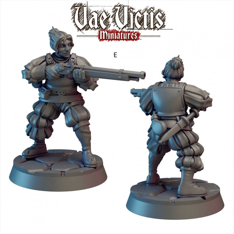 Elite Mercenaries Mini Set - Vae Victis, DnD | Townsfolk | Guards | Human | Male | Female | 28mm | Pathfinder | Fantasy | Wargaming-6