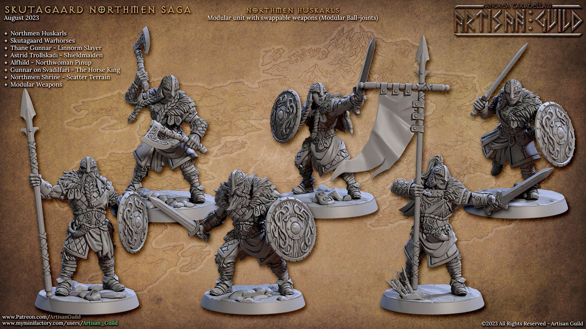 28 Viking Mini Set 1 - Artisan Guild DnD and Wargaming Miniature | Norse | Fighter | Barbarian | Ranger | Northmen, Human, Horse, Pathfinder-6