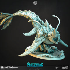 Abyssal Tidehunter - dnd and wargaming miniature - Shark, Animal, Monster, Deep Sea, Pathfinder, Aquatic, Underwater, Gargantuan, Ray-1