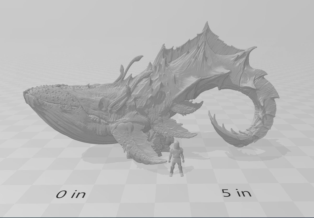 Queens Leviathan - dnd and wargaming miniature - Blue Whale, Animal, Monster, Deep Sea, Pathfinder, Aquatic, Underwater, Gargantuan, Ocean-2