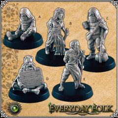 Lepers and Poor Folk mini set for DnD - EC3D | Townsfolk | Beggar | Male | Female | Villagers | 28mm 32mm | Pathfinder | Fantasy, Leper-1