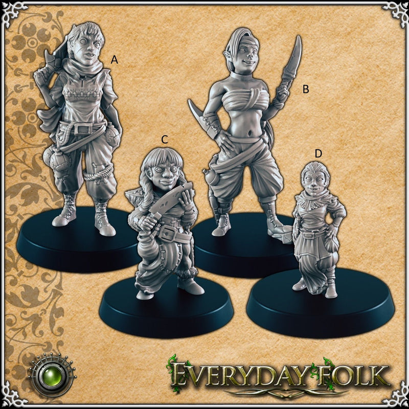 Kiss of Death Assassins mini set for DnD - EC3D | Elf | Dwarf | Human | Halfling | Female | 28mm 32mm | Pathfinder | Fantasy-1