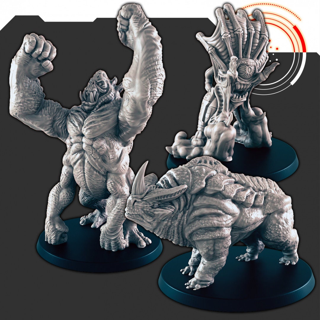 Sci-Fi Alien Beasties Set 2 - EC3D | Legion | Cyberpunk | Starfinder | Scifi | Prime-Ape | Futuristic | Cybernetic | Orax | Male | Female-1