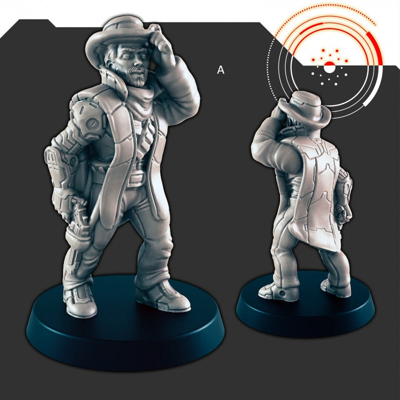 Sci-fi Space Cowboy mini set - EC3D | Legion | Cyberpunk | Starfinder | Scifi | Horse | Steed | Futuristic | Cybernetic | Montana Bones-4