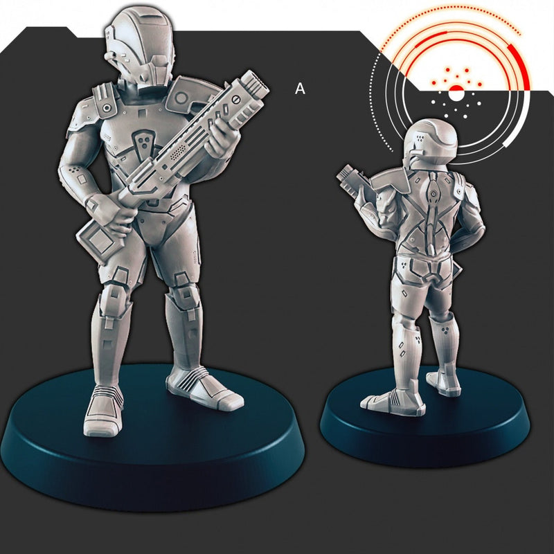 Sci-Fi Alliance Patrol mini set - EC3D | Legion | Cyberpunk | Starfinder | Scifi | Police | Futuristic | Human | Soldier | Male | Female-2