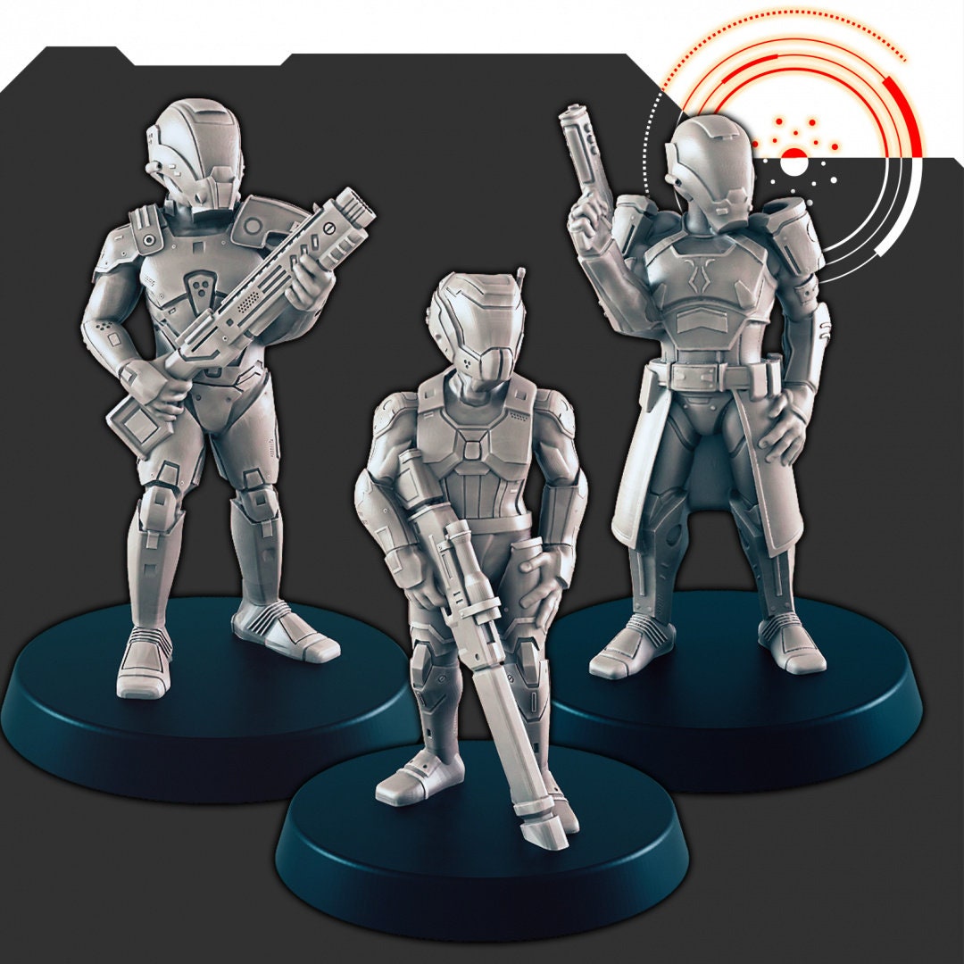 Sci-Fi Alliance Patrol mini set - EC3D | Legion | Cyberpunk | Starfinder | Scifi | Police | Futuristic | Human | Soldier | Male | Female-1